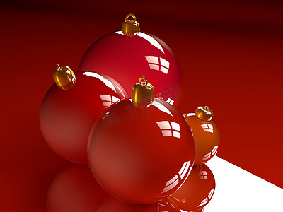 圣诞有光泽的小玩意红球 3d 渲染