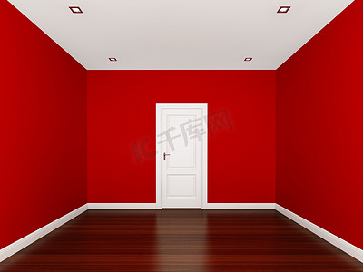 空房间里的红墙