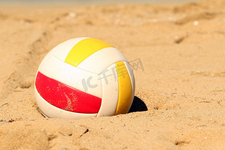 海滩游戏摄影照片_沙滩排球