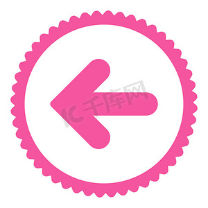 箭头左平粉红色圆形邮票图标