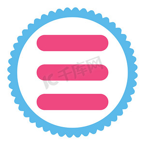 堆叠扁平的粉色和蓝色圆形邮票图标