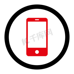 智能手机扁平密集的红色和黑色圆形光栅图标