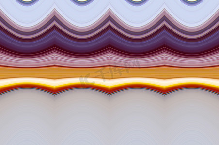 水平紫罗兰色、橙色、黄色、粉红色波浪线，抽象背景。
