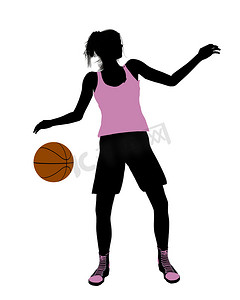 女篮摄影照片_女篮球运动员插画剪影