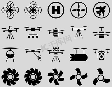 空中无人机和四轴飞行器工具图标