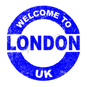 英国伦敦邮票摄影照片_橡皮墨水印章欢迎来到英国伦敦