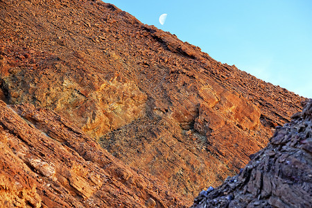 Golden Canyon Wall Moon 死亡谷国家公园 California