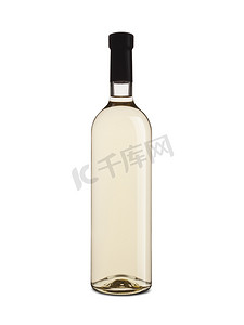 孤立在白色背景上的白葡萄酒瓶