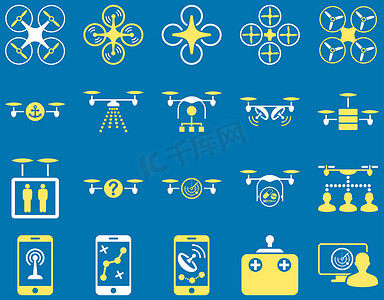 空中无人机和四轴飞行器工具图标