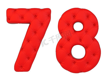 豪华红色皮革字体 7 8 数字