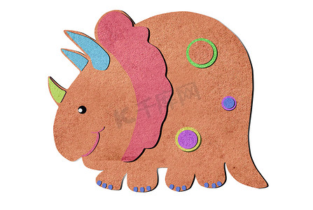 一种色彩鲜艳的恐龙再生纸工艺贴在纸上