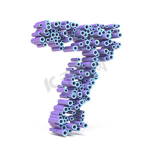 紫色蓝色字体由管 NUMBER SEVEN 7 3D 制成