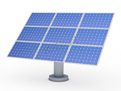 可再生能源摄影照片_3d太阳能蓝色能源光伏