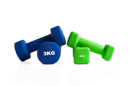 蓝色和绿色健身重量