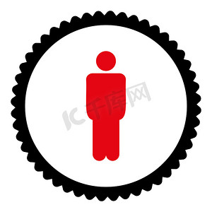 男人扁平密集的红色和黑色圆形邮票图标