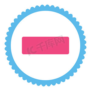 长方形粉色背景摄影照片_减去扁平的粉色和蓝色圆形邮票图标