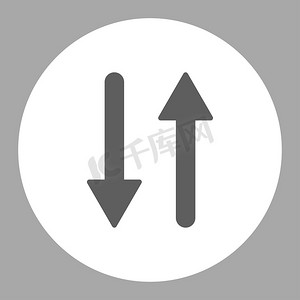 箭头交换垂直平面深灰色和白色圆形按钮