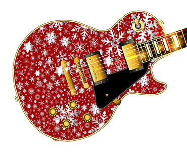 圣诞雪花红吉他