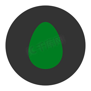 鸡蛋平绿色和灰色颜色圆形按钮
