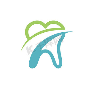 牙齿牙科护理标志模板插图设计。