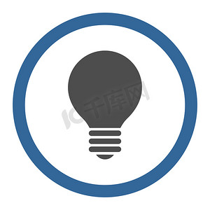 电灯泡扁平钴和灰色圆形光栅图标