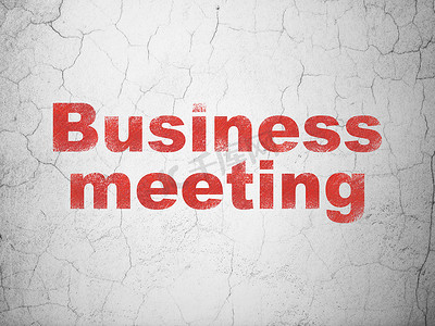 商务背景红色摄影照片_经营理念： 在背景墙上的商务会议
