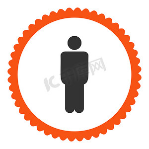 用户图标扁平摄影照片_男人扁平的橙色和灰色圆形邮票图标