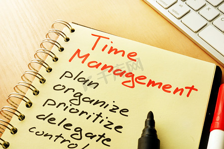 时间管理标题和列表从计划、组织、优先级。