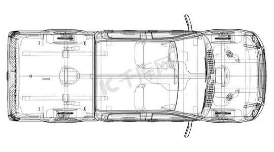 汽车 Suv 绘图轮廓。 