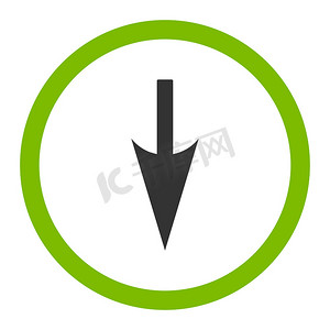 Sharp Down Arrow flat eco green and grey colors rounded raster icon