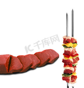 烤肉串和生肉