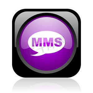Mms 黑色和紫色方形 web 光泽图标