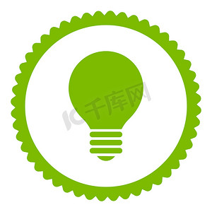 电灯泡扁平生态绿色圆形邮票图标