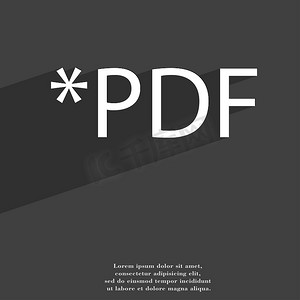 PDF 文件扩展图标符号平面现代网页设计与长长的阴影和空间为您的文本。