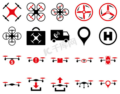 空中无人机和四轴飞行器工具图标