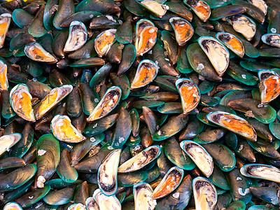 泰国海鲜市场的贻贝