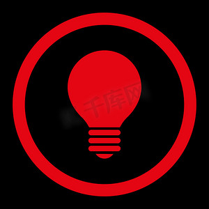 电灯泡平红色圆形光栅图标