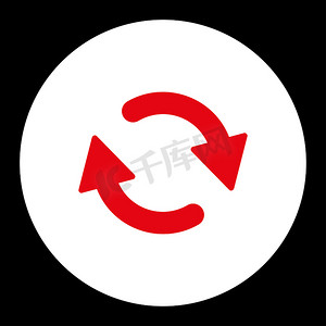 下载更新摄影照片_刷新平面红色和白色圆形按钮