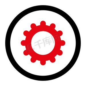app扁平图标摄影照片_齿轮扁平密集的红色和黑色圆形光栅图标