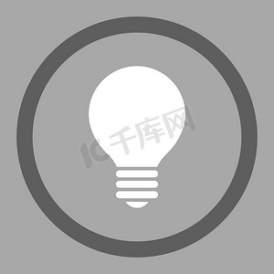 电灯泡平面深灰色和白色圆形光栅图标
