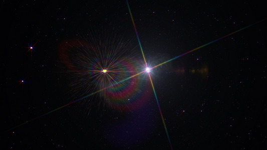 光光摄影照片_外太空中带有星星、耀斑和光线的发光光