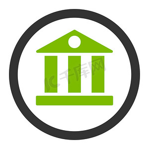 银行平面生态绿色和灰色圆形光栅图标