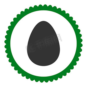 鸡蛋平绿色和灰色圆形邮票图标