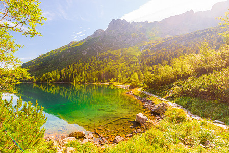 山地景观 — 塔特拉山和莫尔斯科湖的景色