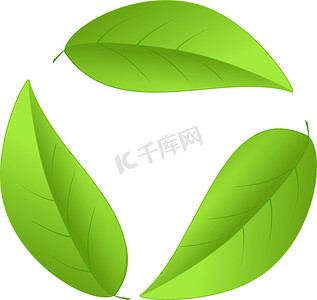绿色循环图标摄影照片_从树叶中回收图标