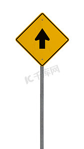 交通箭头摄影照片_孤立的黄色驾驶警告标志