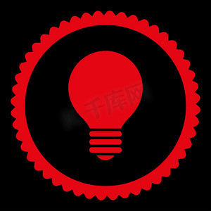 电灯泡平红色圆形邮票图标