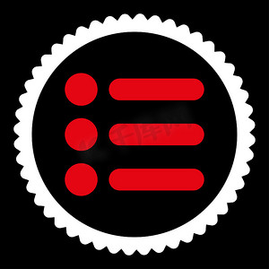 项目平面红色和白色圆形邮票图标