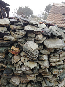 矢量墙砖摄影照片_关闭了尼泊尔村庄的石墙