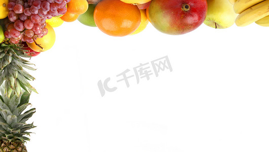 削水果摄影照片_孤立在白色的水果